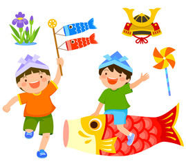 Clip art set for Japan's Children's Day or Kodomo No Hi.