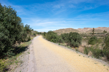 The green way of Lucainena under the blue sky in Almeria