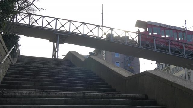 Low angle view of Polybahn funicular in Zurich