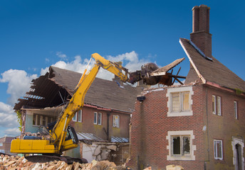 Demolition Site - Removal of existing buildings - Army barrocks, Brighton, East Susse, Uk