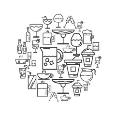 Set of Drinking Icon with Outline