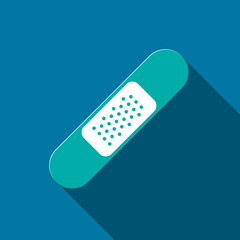 medical plaster with long shadow black,Simple design style.vector illustration