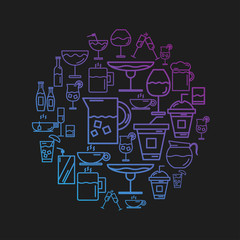 Set of Drinking Icon with Gradient