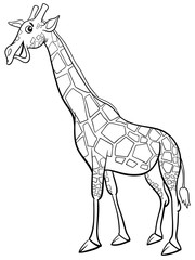 giraffe animal character cartoon coloring book