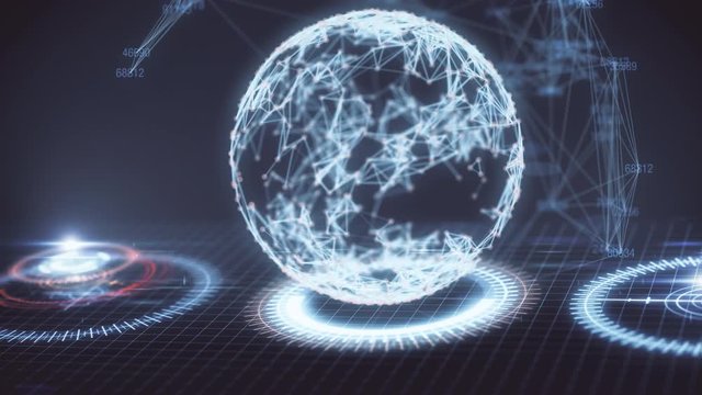 Global Business Data Displayed in a Futuristic HUD