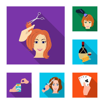 Manipulation by hands flat icons in set collection for design. Hand movement vector symbol stock web illustration.