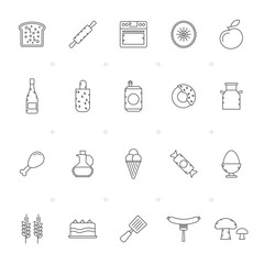 Food, Drink and kitchen equipment icons 3 - vector icon set