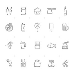 Food, Drink and kitchen equipment icons 4 - vector icon set