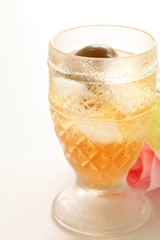 Japanese plum wine and ice cube
