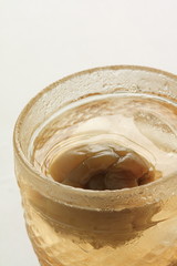 Japanese plum wine and ice cube