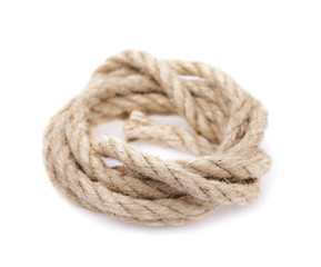 Linen rope isolated on white background