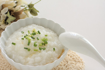 chinese food, rice porridge and soy sauce