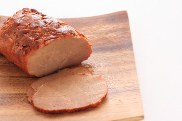 Chinese food, roasted pork sliced on plate