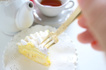homemade cake and English balck tea