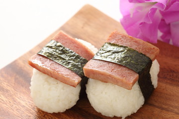 Hawaiian food, spam rice ball
