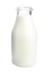 Bottle with milk on white background