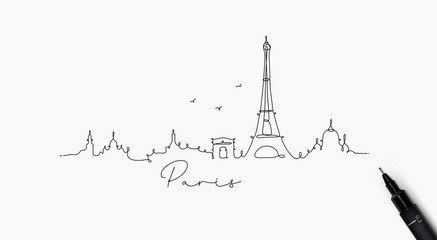 Fototapeta premium Sylwetka linii pióra Paryż