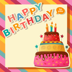Birthday cake vector card with cake
