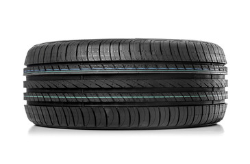 Car tire isolated on white background. © Denis Rozhnovsky