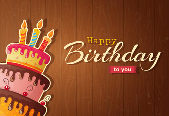Birthday cake vector card with cake