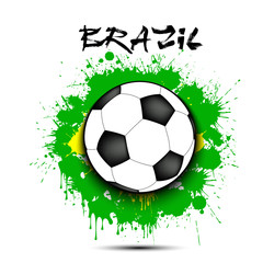 Soccer ball and Brazil flag