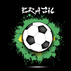 Soccer ball and Brazil flag