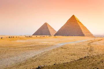 Crédence de cuisine en verre imprimé Egypte Les pyramides de Gizeh en Egypte
