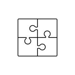 puzzle solution sign line black vector icon