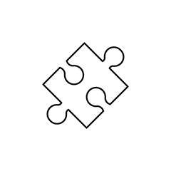 puzzle piece line black vector icon
