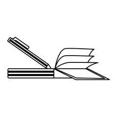 pen and book icon over white background, vector illustration