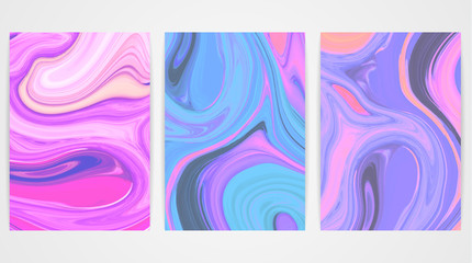 Backgrounds with marbling. Marble texture. Bright paint splash. Colorful fluid. It can be used for poster, card, brochure, invitation, cover book, catalog, banner. Size A4. Vector illustration eps10