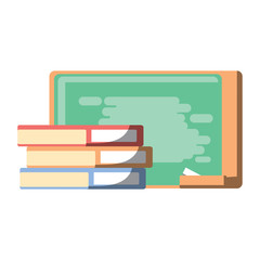 books and school chalkboard icon over white background, colorful design. vector illustration