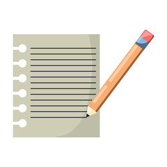 notebook sheet and pencil icon over white background, colorful design. vector illustration
