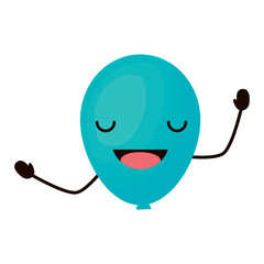 Kawaii excited balloon icon over white background, colorful design. vector illustration