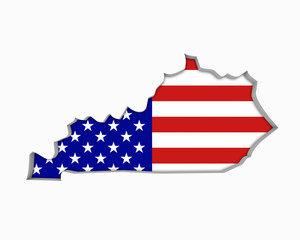 Obraz premium Kentucky KY USA Flag Stars Stripes Map 3d Illustration