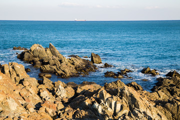 Winter sea and rock landscape in Ganjeolgot, Ulsan, Korea