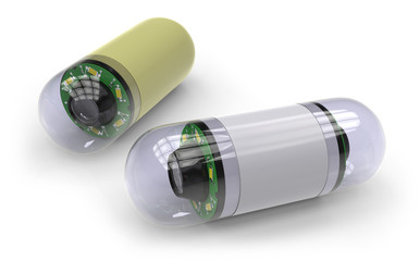 Pill-sized camera for capsule endoscopy