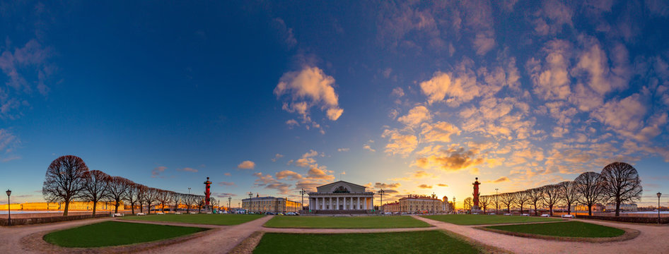 Panorama of St. Petersburg. View of Vasilievsky Island. Architecture of Russia. View of St. Petersburg. Panorama of Russia. Architecture of Petersburg.