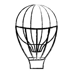 sketch of hot air balloon icon over white background, vector illustration
