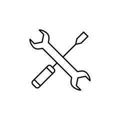 screwdriver and wrench icon. Element of simple icon for websites, web design, mobile app, info graphics. Thin line icon for website design and development, app development