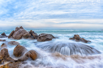 Scenics from the beaches of the sea of cortez, where the desert meets the sea, Baja California sur Mexico.