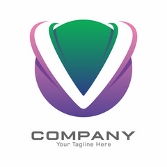 Letter V and Sphere Logo Vector Template