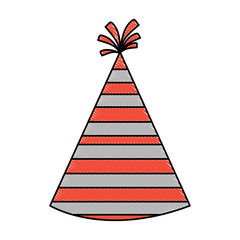 party hat with stripes over white background, colorful design. vector illustration