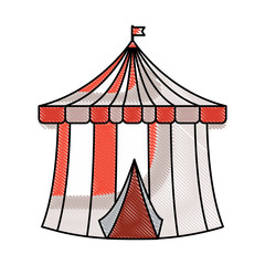 circus tent icon over white background, colorful design.  vector illustration