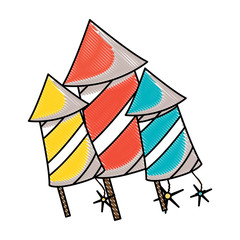 rocket firework icon over white background, colorful design. vector illustration