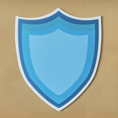 Blue protection shield icon isolated