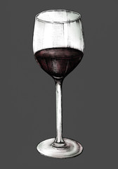 Hand drawn red wine glass