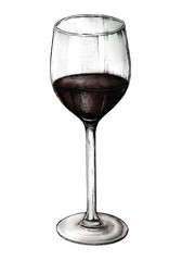 Hand drawn red wine glass