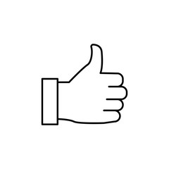 hand with a thumb up icon. Element of simple icon for websites, web design, mobile app, info graphics. Thin line icon for website design and development, app development