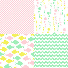 Vector simple seamless pattern. Sea collection. Under the ocean.